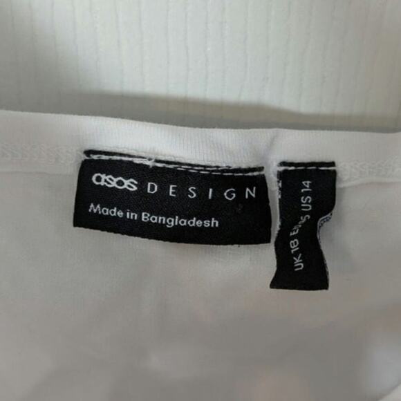 ASOS Designs Cropped Cotton O-Ring Tie Front White Camisole Tank Top Size 14 - Picture 2 of 7